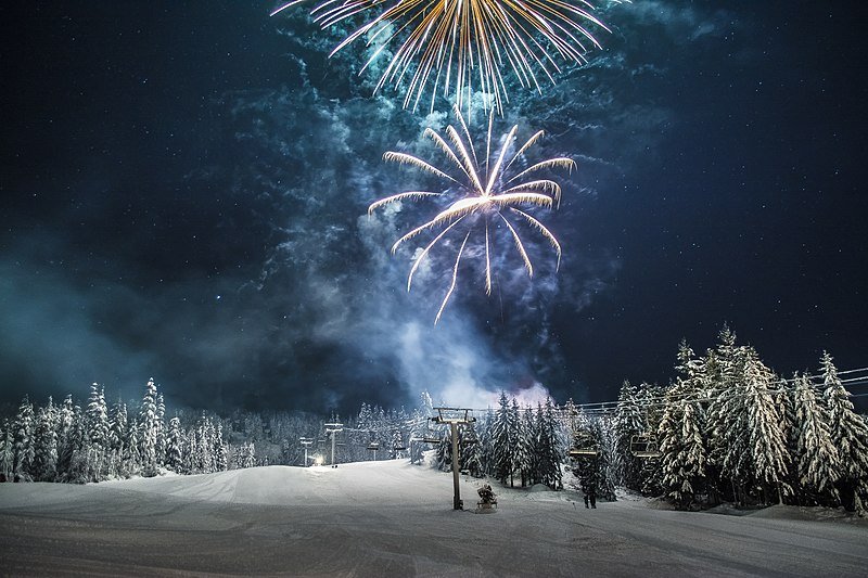 New year's eve in Whistler from Skiers Plaza. Photo: Martin Bell