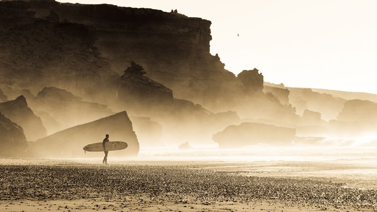 Lone longboarder in morocco